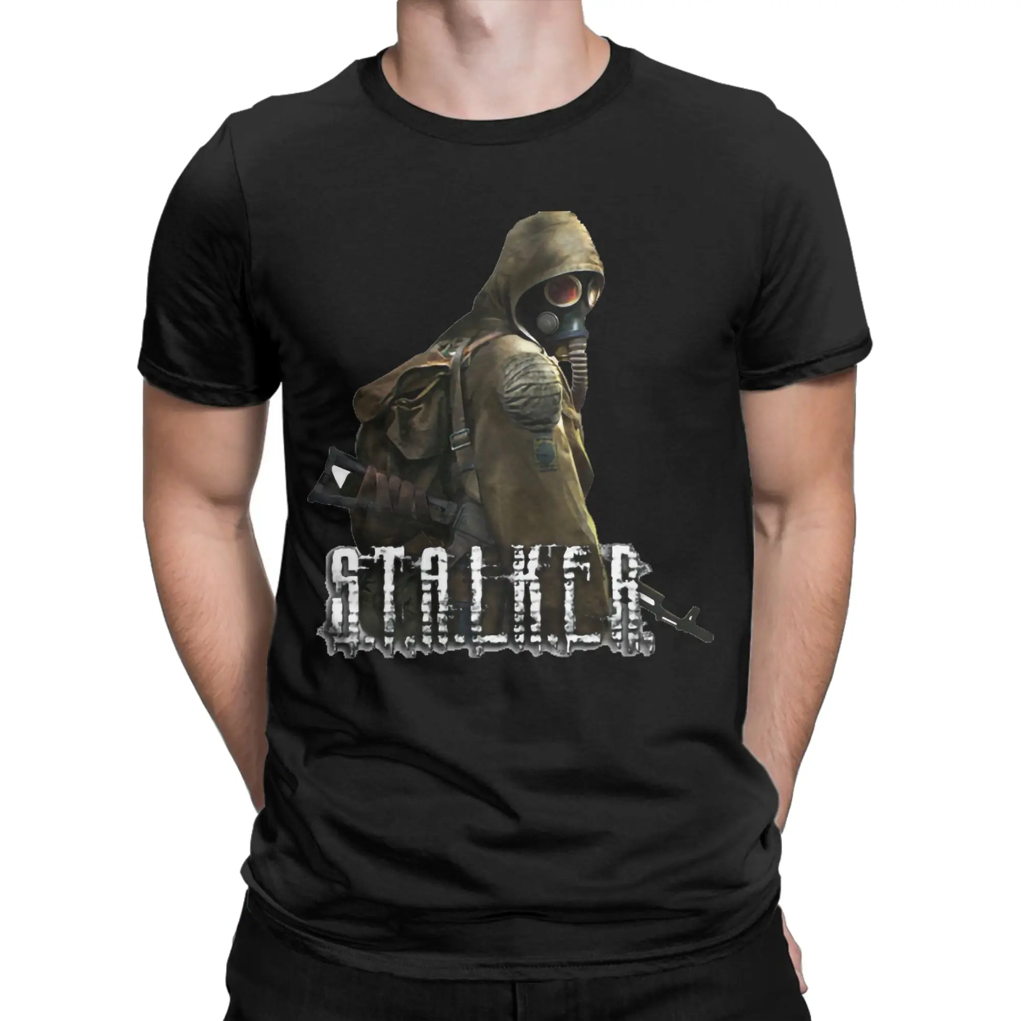 Stalker Shadow Of Chernobyl T Shirts Gas Mask 100% Cotton Clothing Funny Short Sleeve Crew Neck Tee Shirt Printed T-Shirt