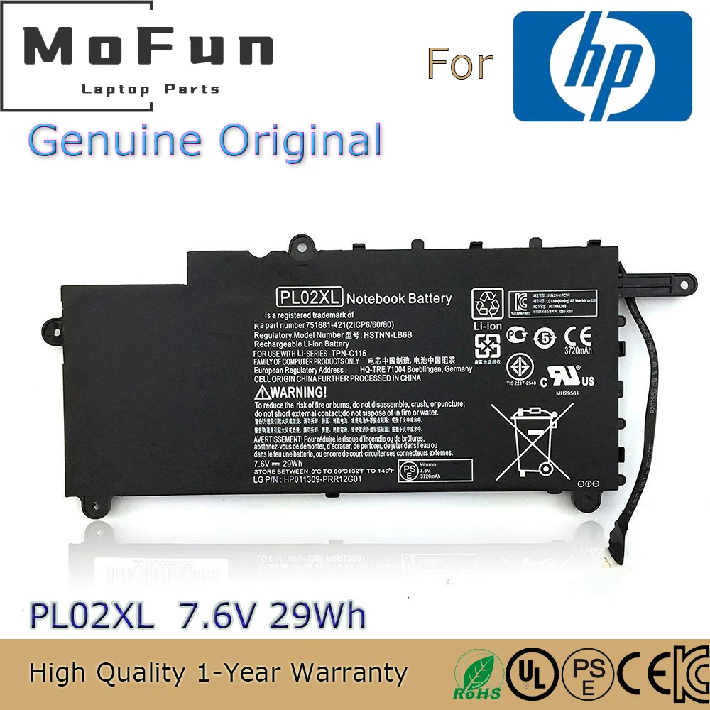 Brand New Original PL02XL 7.6V 29Wh Laptop Battery for HP Pavilion 11-n x360 11-n010dx 751875-001 751681-421