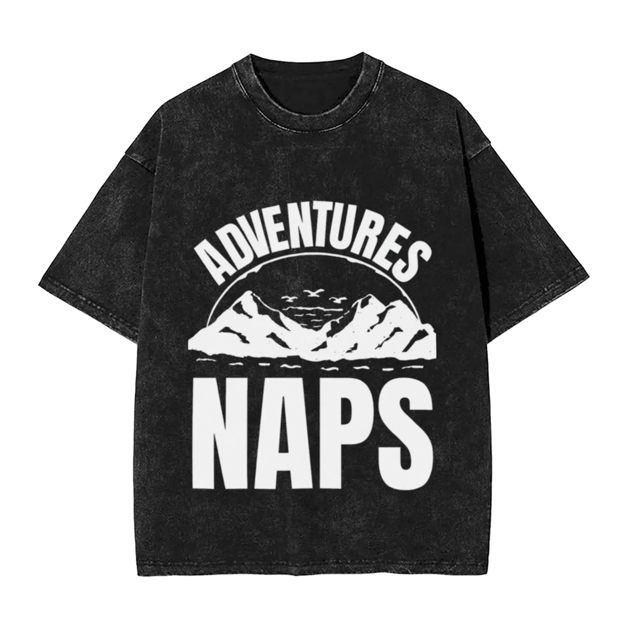 Adventures and Naps Inspirational Outdoor Lifestyle Graphic Design Classic Chic A Vintage Oversized Cotton T-Shirts