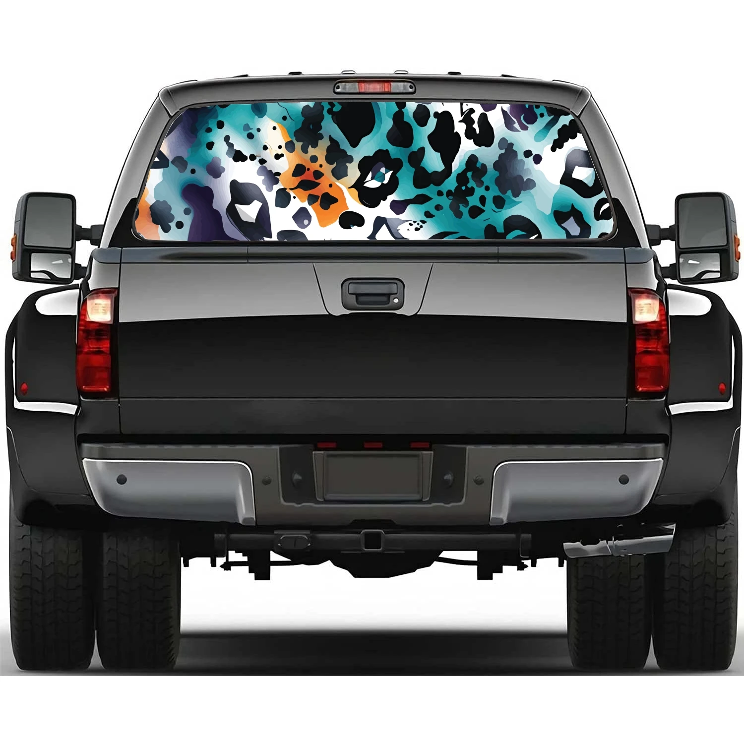 Colorful Leopard Pattern Car Rear Window Decal Fit Pickup,Truck,Car Universal See Through Perforated Back Windows Vinyl Sticker