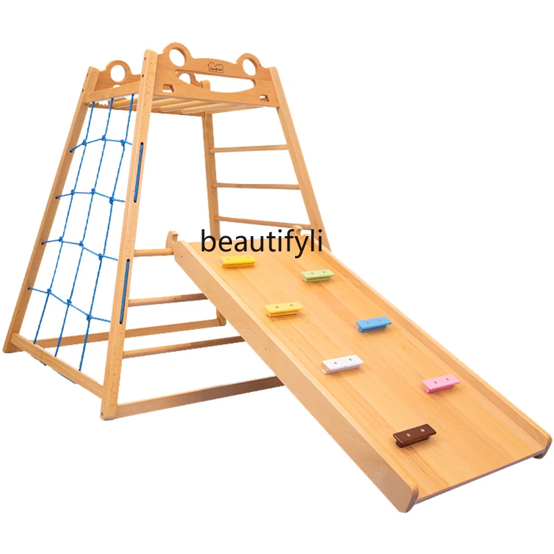 

Baby climbing frame indoor children's physical toys household swing solid wood slide combination