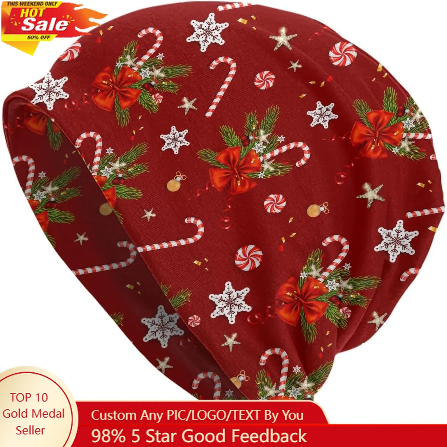 

Merry Christmas Beanie Chemo Hat Cancer Headwear Knitted Hats Baggy Slouchy Scarf Cap for Adults Women Men