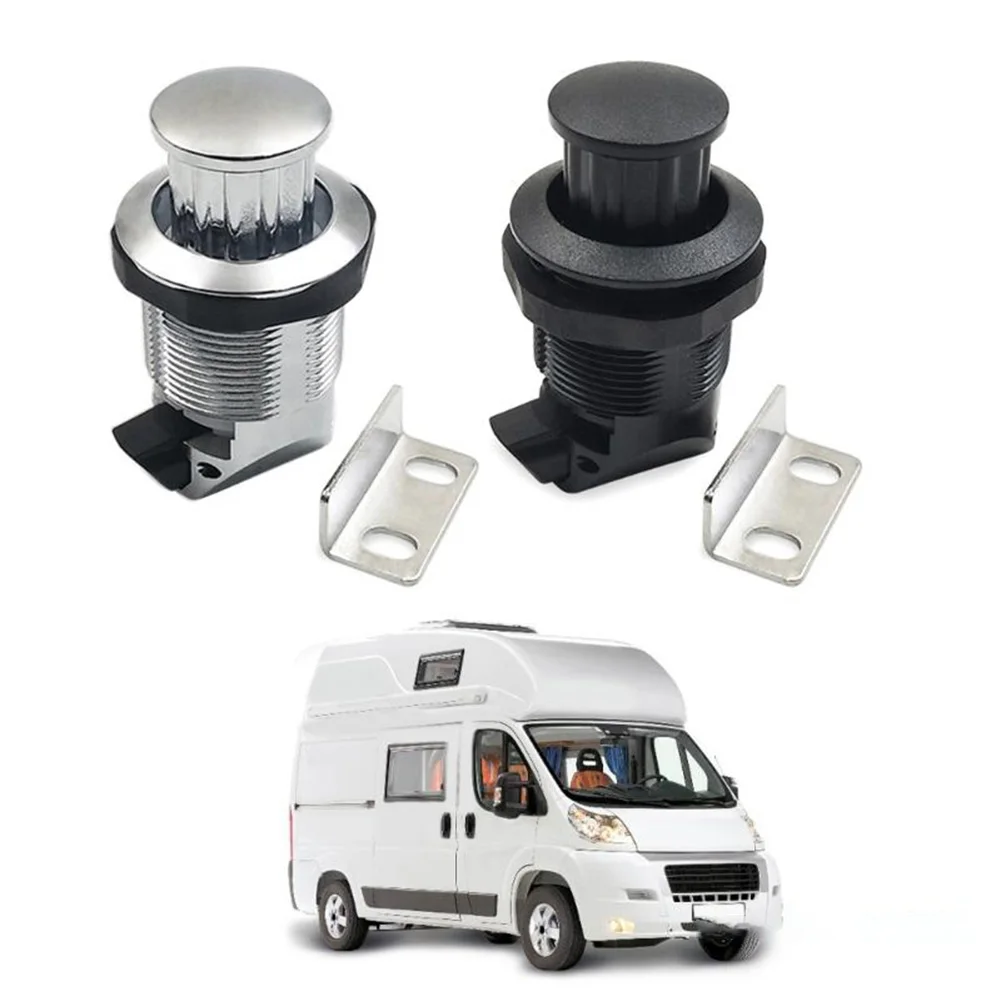 1pcs RV Door Latch Plastic Yacht Rotary Push Button Door Lock Cupboard Chassis Button Lock Home Cabinet Drawer Latches Hardware