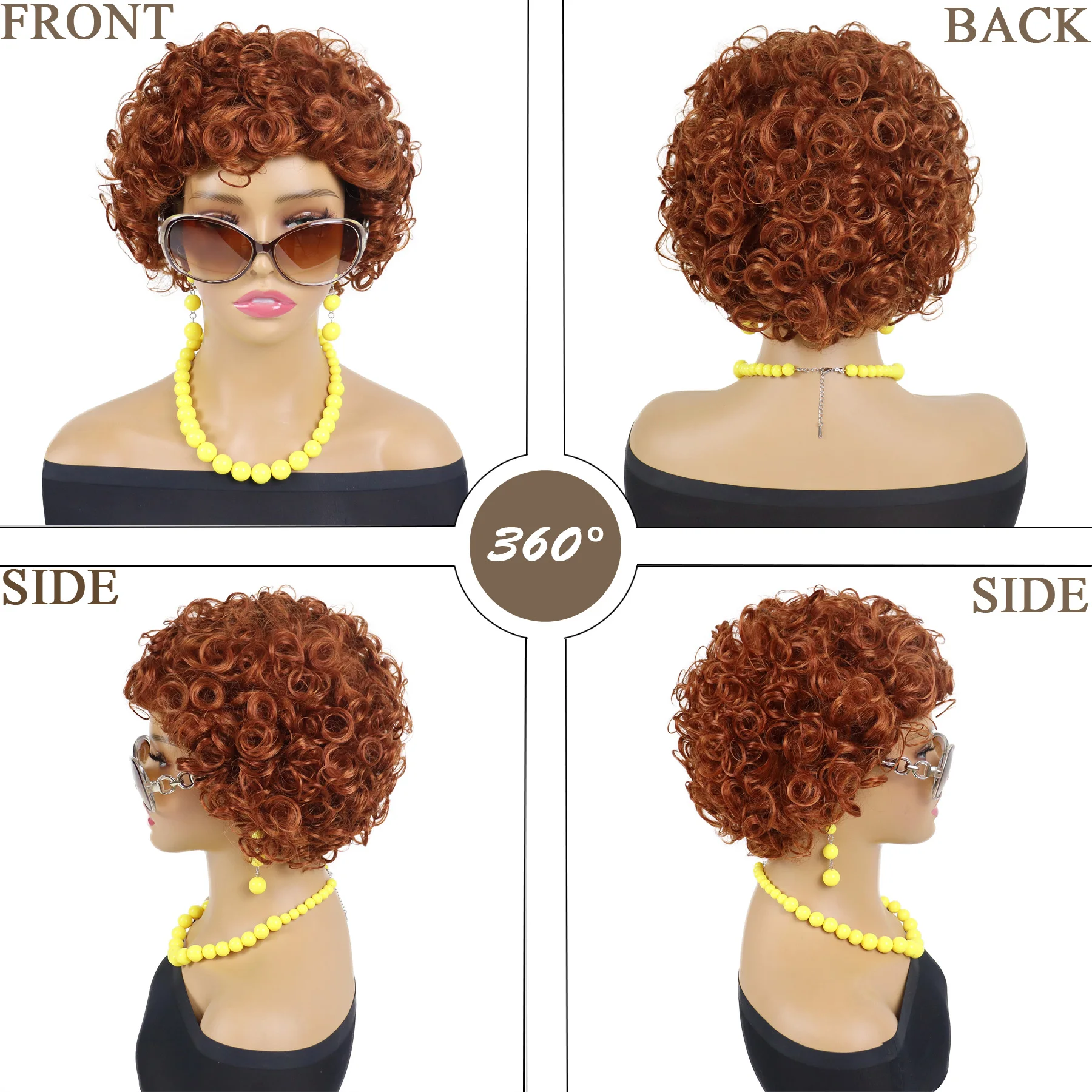 باروكات برتقالية صناعية للنساء شعر مستعار قصير مجعد بني مع الانفجارات شعر أحمر حليقة شعر مستعار أفريقي أنثى شعر مستعار توابل طبيعي الجليد سحب الملكة