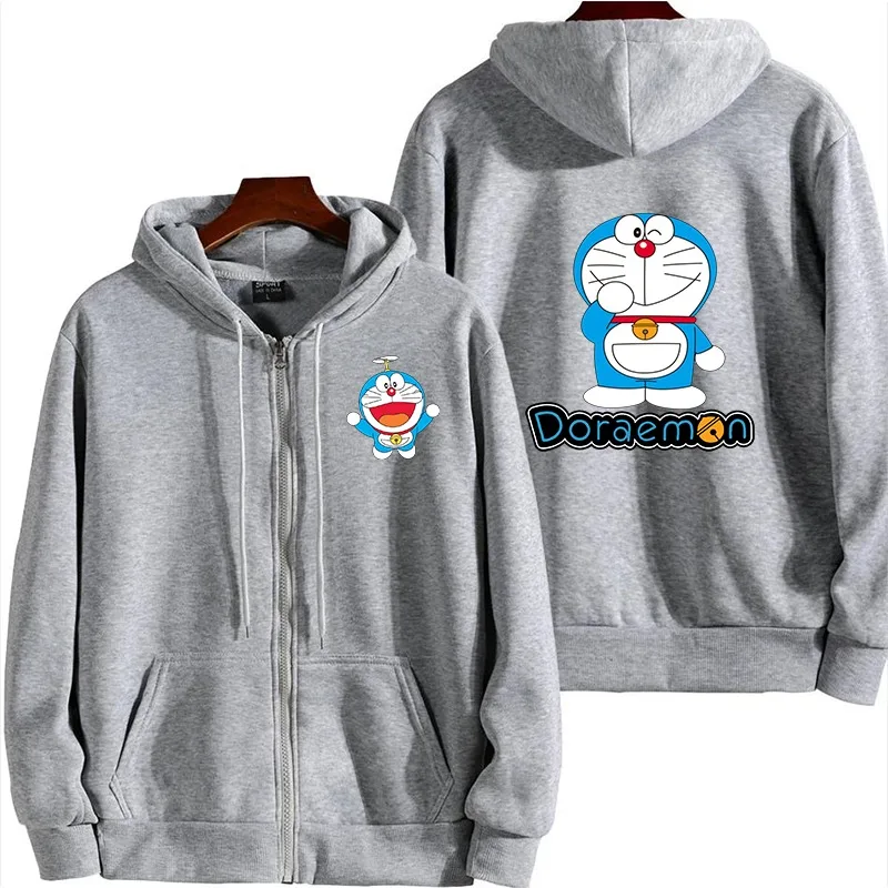 Fall/Winter Doraemon Anime Printed Men's Fashion Zipper Hoodie Women's Casual Anime Hoodie Harajuku Street Wear