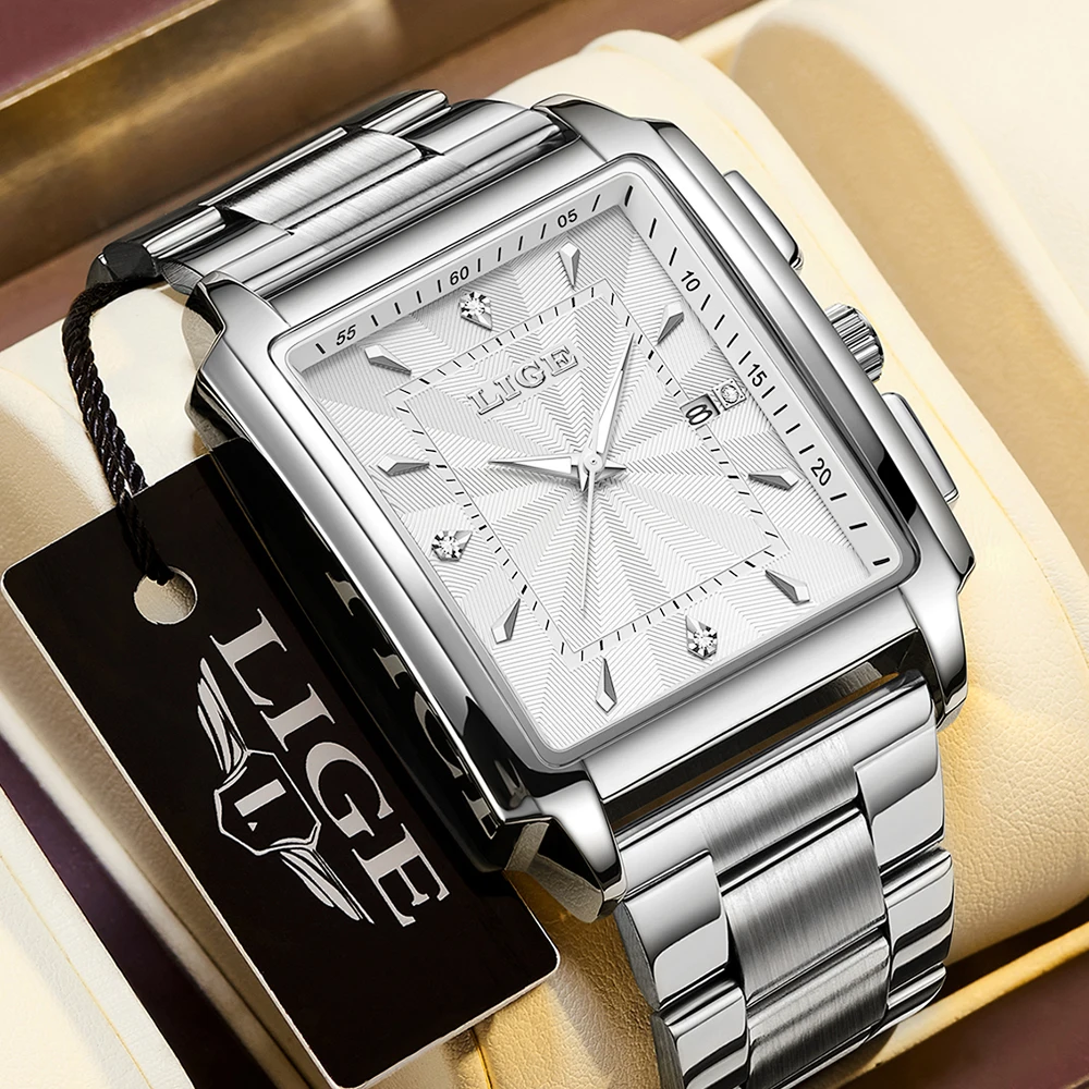 LIGE Fashion New Men Watch Quartz Stainless Steel Luxury Wristwatch with Date Business Casual Watches For Men relogio masculino