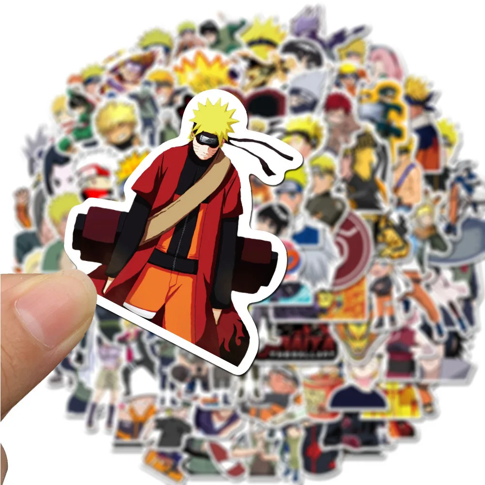 100 szt. Naklejki Naruto nie powtarzające się Uzumaki Naruto Kakashi Uchiha Sasuke Itachi Kawaii kreskówka wodoodporne zabawki Stiker