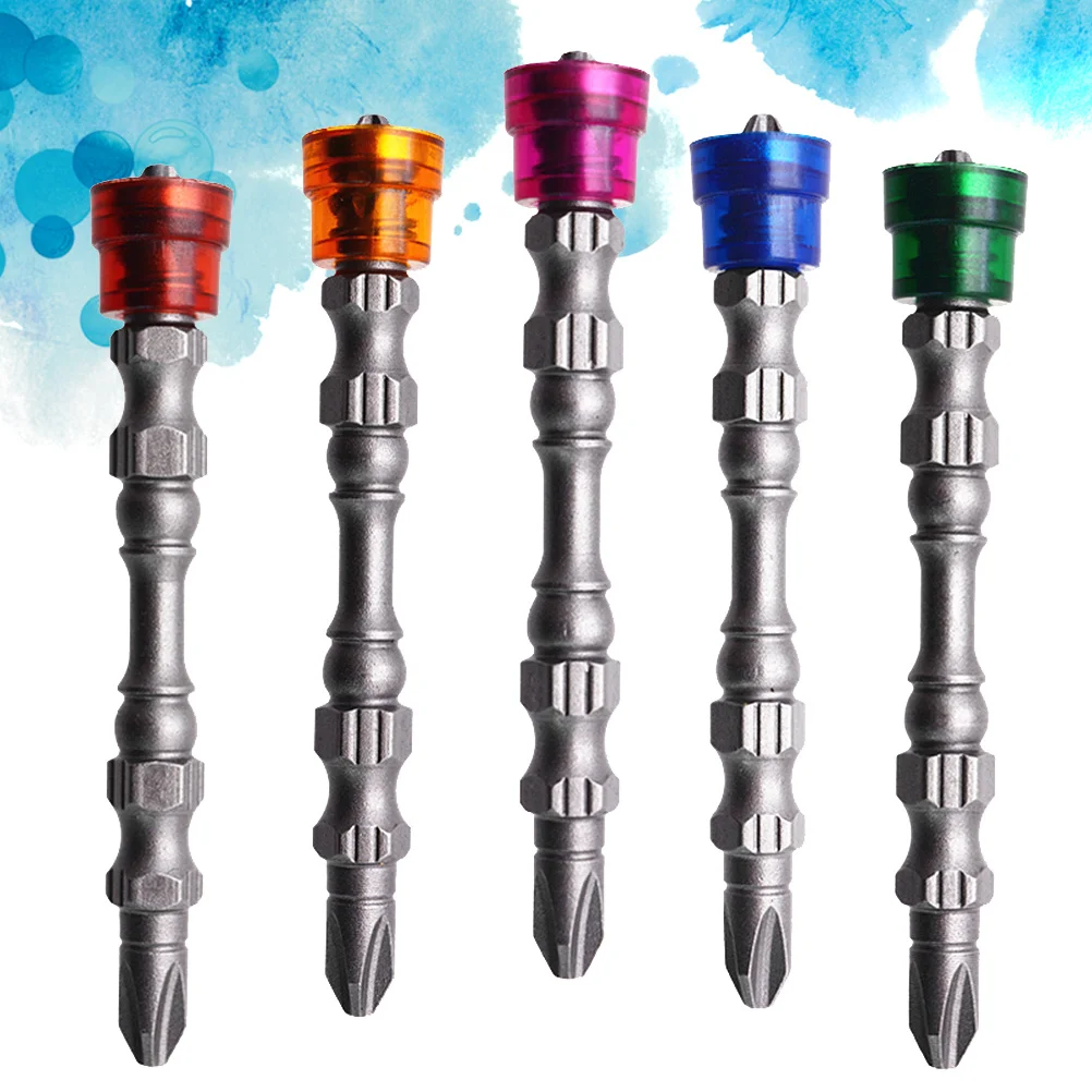 

5pcs 65Mm Magnetic Screwdriver Bit Set Multi-Color Double Head Drill Tip For Electric Screwdrivers Long Durable Steel