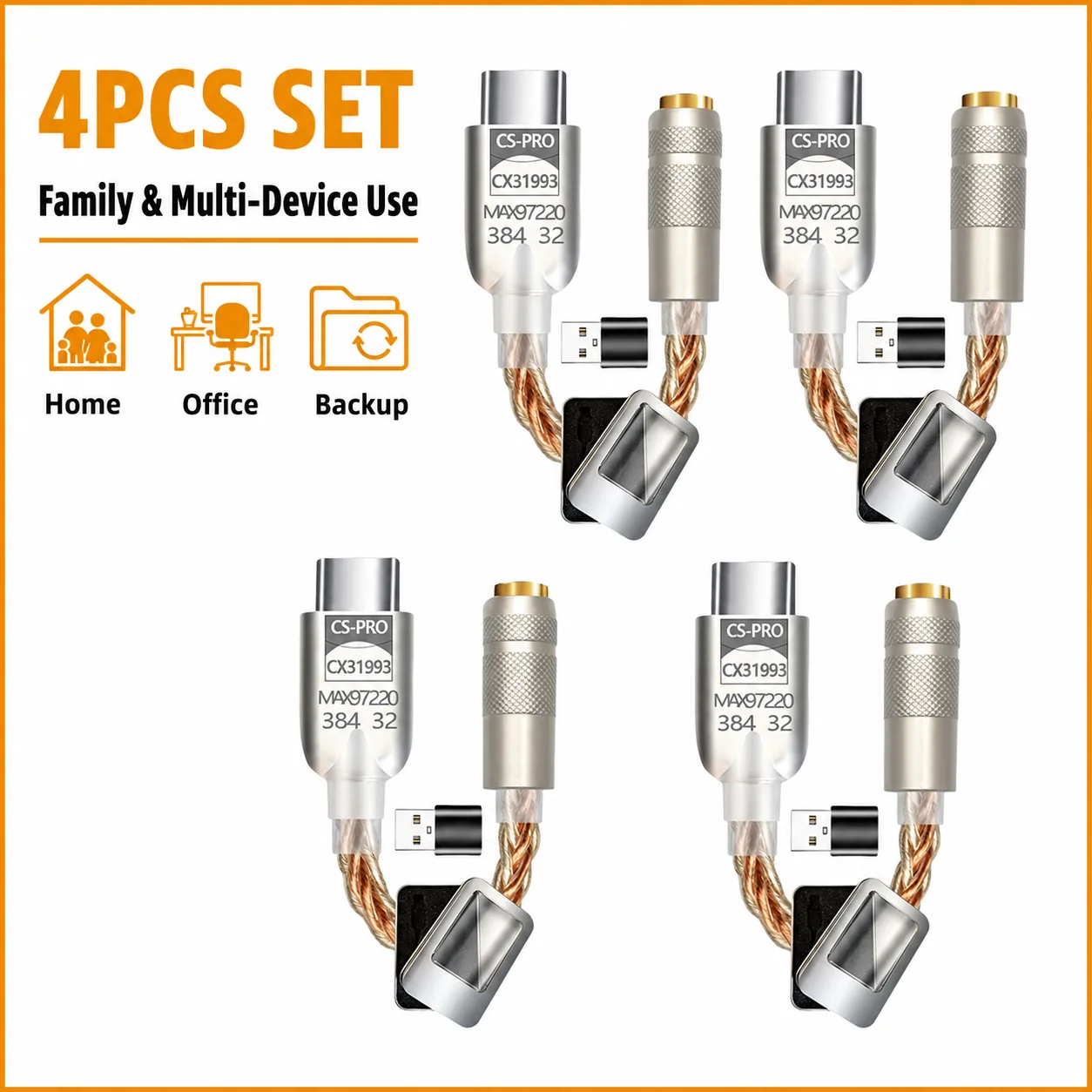 USB C to 3.5mm DAC Adapter Set 2PCS 4PCS 6PCS Type C Headphone Audio Converter for Phone Laptop PC Music Calls Backup