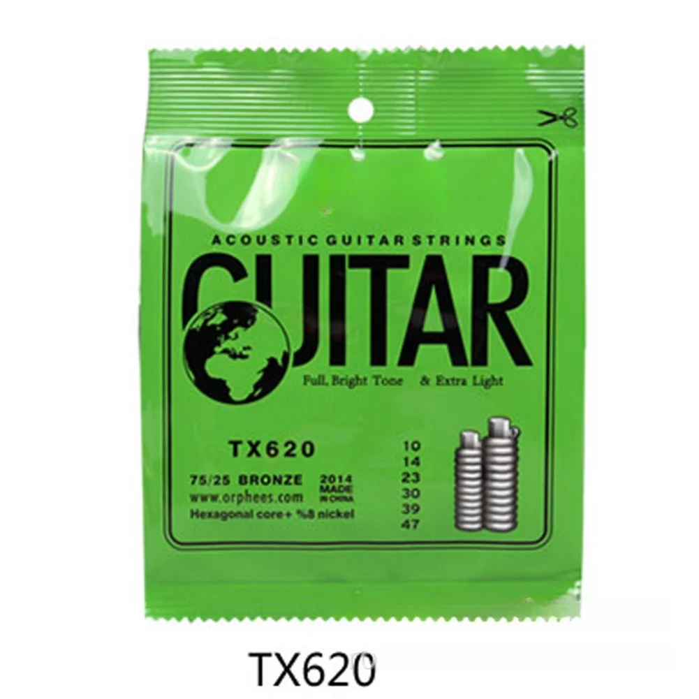 Phosphor bronze acoustic guitar strings with hexagonal steel core for resonance and warm balanced  Phosphor bronze