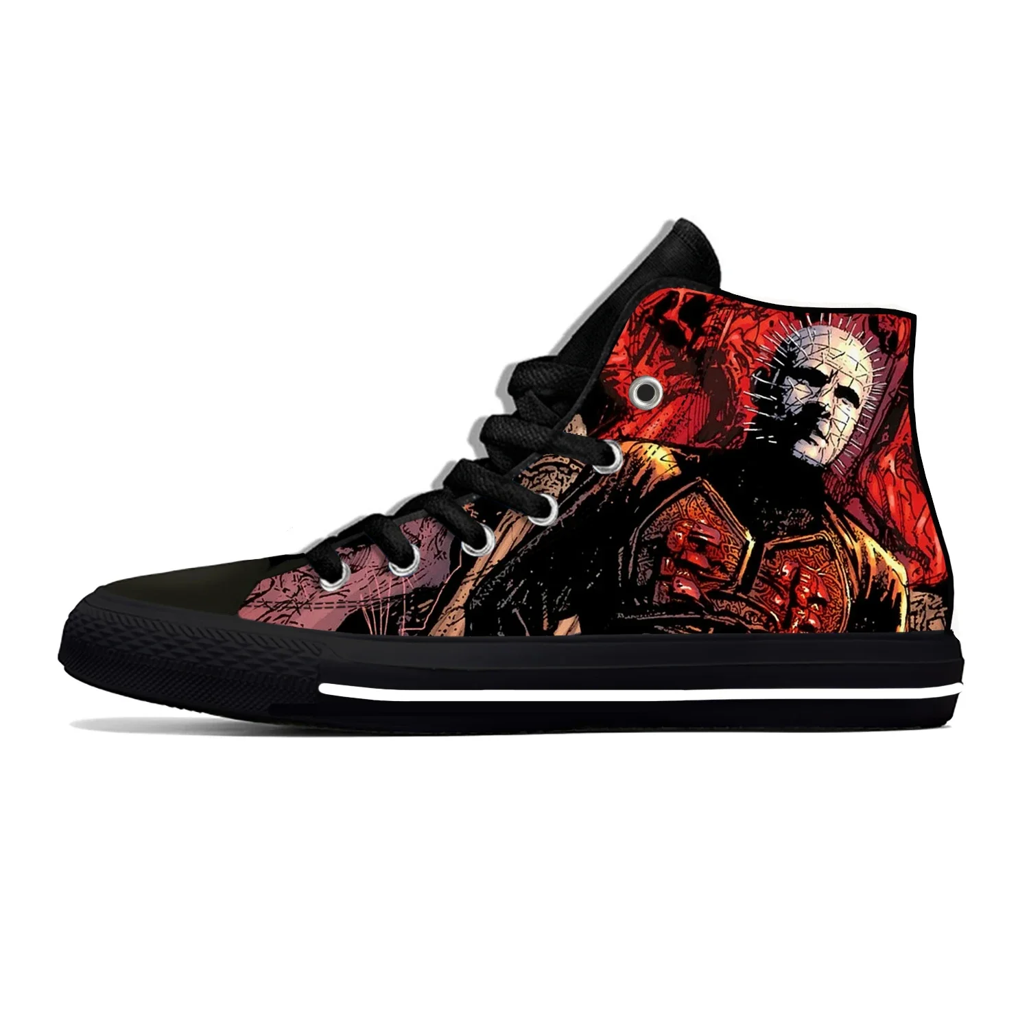 Hot Hellraiser Movie Pinhead Horror Scary Breathable Casual Shoes High Top Lightweight Men Women Sneakers Halloween Board Shoes