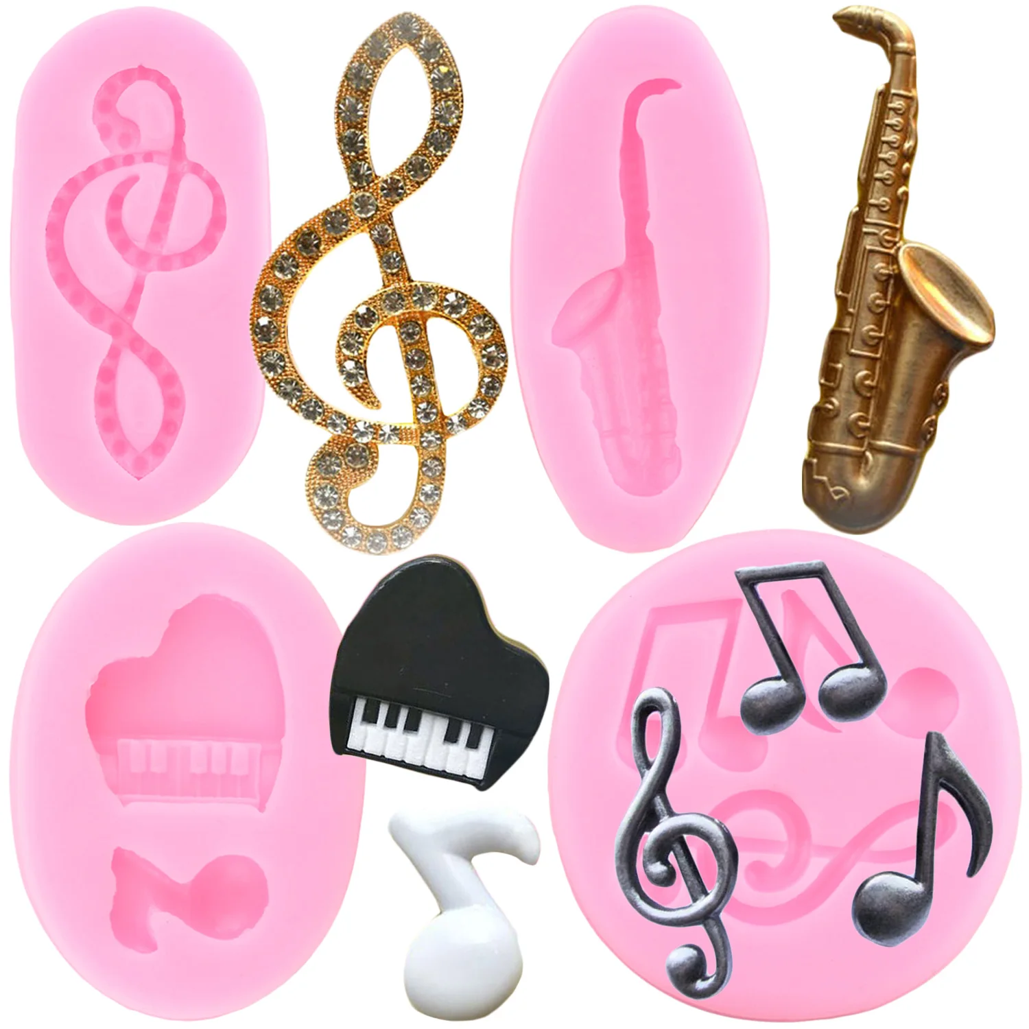 Music Note Silicone Molds Piano Saxophone Fondant Mold Cake Decorating Tools Chocolate Gumpaste Mould Candy Resin Clay Moulds