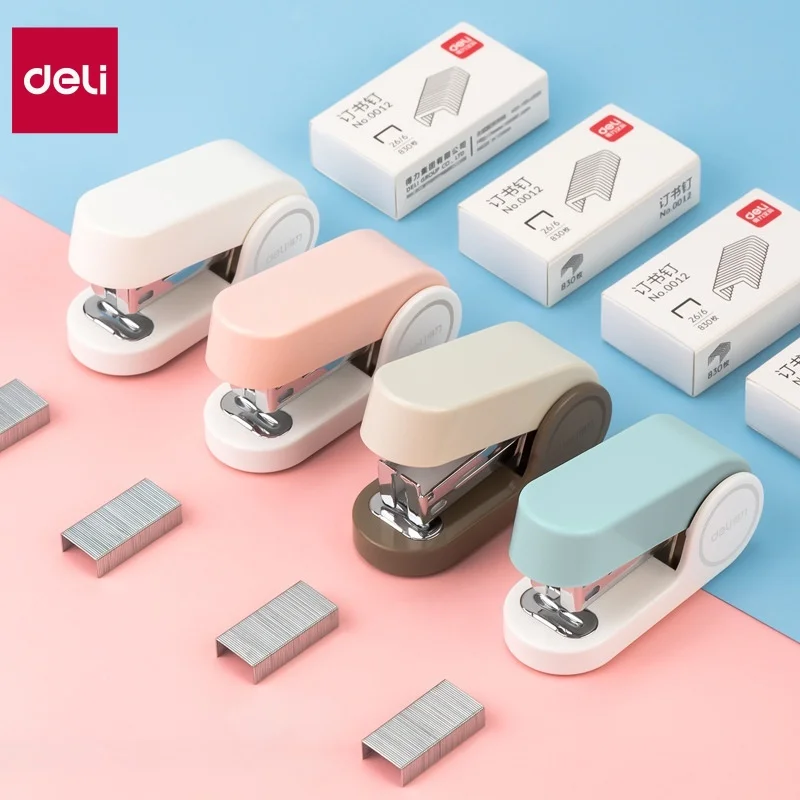 DELI Mini Stapler Set with Staples 24/6 Easy-Press Stapler Portable Paper Binding Tool for Students Office & Home Use