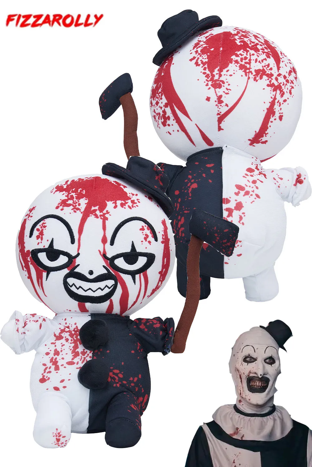 ホラーアートピエロコスプレ衣装、ファンタジー映画テリア置物小道具、マスコット小道具、ファンタジー、ハロウィーン、カーニバルパーティー、ファンタジー、ファンタジーぬいぐるみぬいぐるみ、2024, 30cm