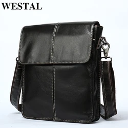 WESTAL Party Shoulder Bag Leather Men's Bag Genuine Leather Zip 9.7 ipad Messenger Crossbody Bags for Men Handbag Bolsa 8821