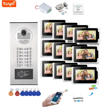 Tuya Wifi IP Video Deurbel Gebouw Intercom Systeem Voor 2-12 Eenheden Kamer HD OSD Menu Monitor Appartement video Deurtelefoon kits