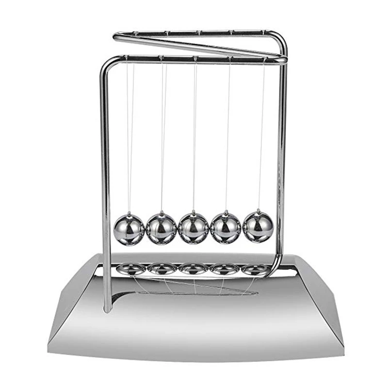 Newton Balls Bring 5 Balls, Z Shape Newton Cradle, Electroplated Metal Material Pendulum Balls with Base,Physics Gadget