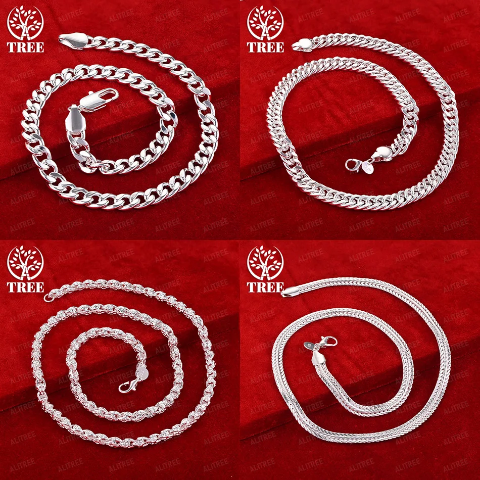 

High Quality 925 Sterling Silver Cuban Chain Flat Snake Chain Geometric Necklace Women Party Christmas Trend Jewelry Accessories