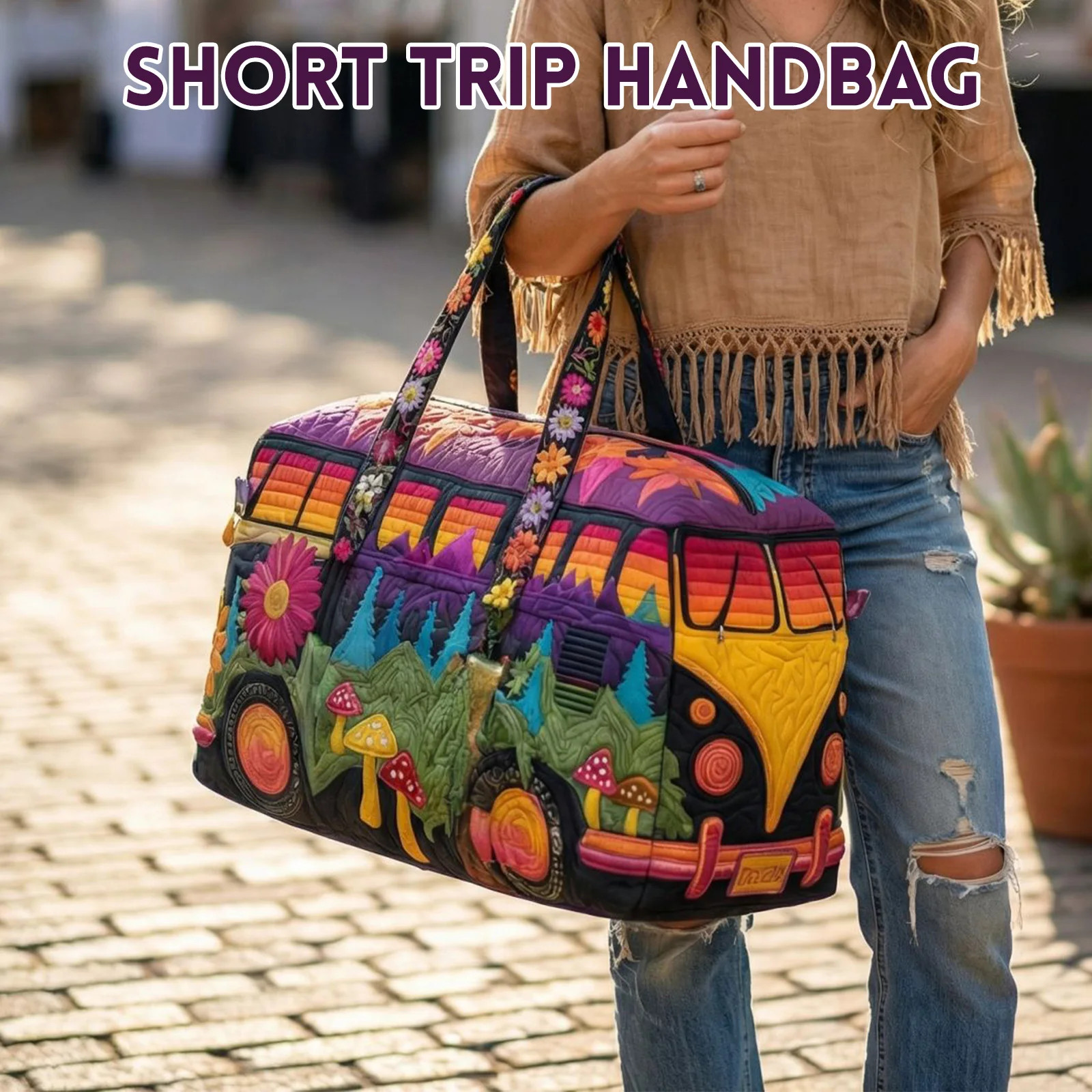 

Quilted Duffle Bag Large Capacity 3D Quilting Craft Short-distance Handbag Tote Bags Travel Duffel Bag