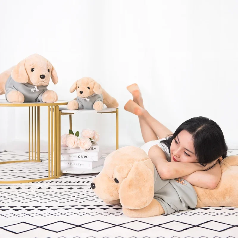 Plush Toy Simulation Dog Golden Retriever Dog With Shirt Simulation Home Decoration Cute Children Accompany Toys Gifts For Kids