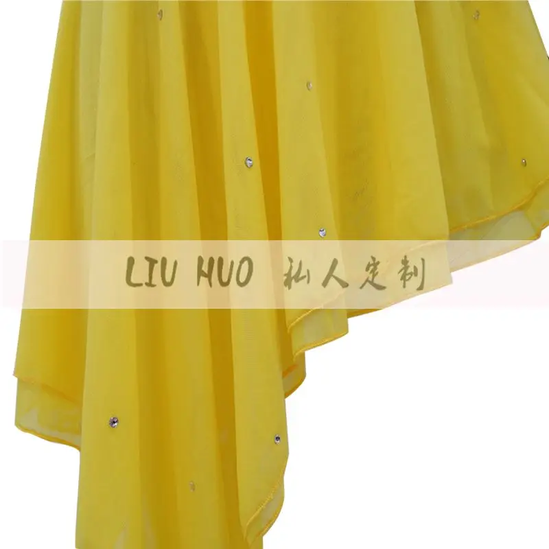 LIUHUO Figure Skating Dress Women's Girls' Ice Performance Yellow Sleeveless Rhythmic Gymnastics Competition Leotard Roller Kid