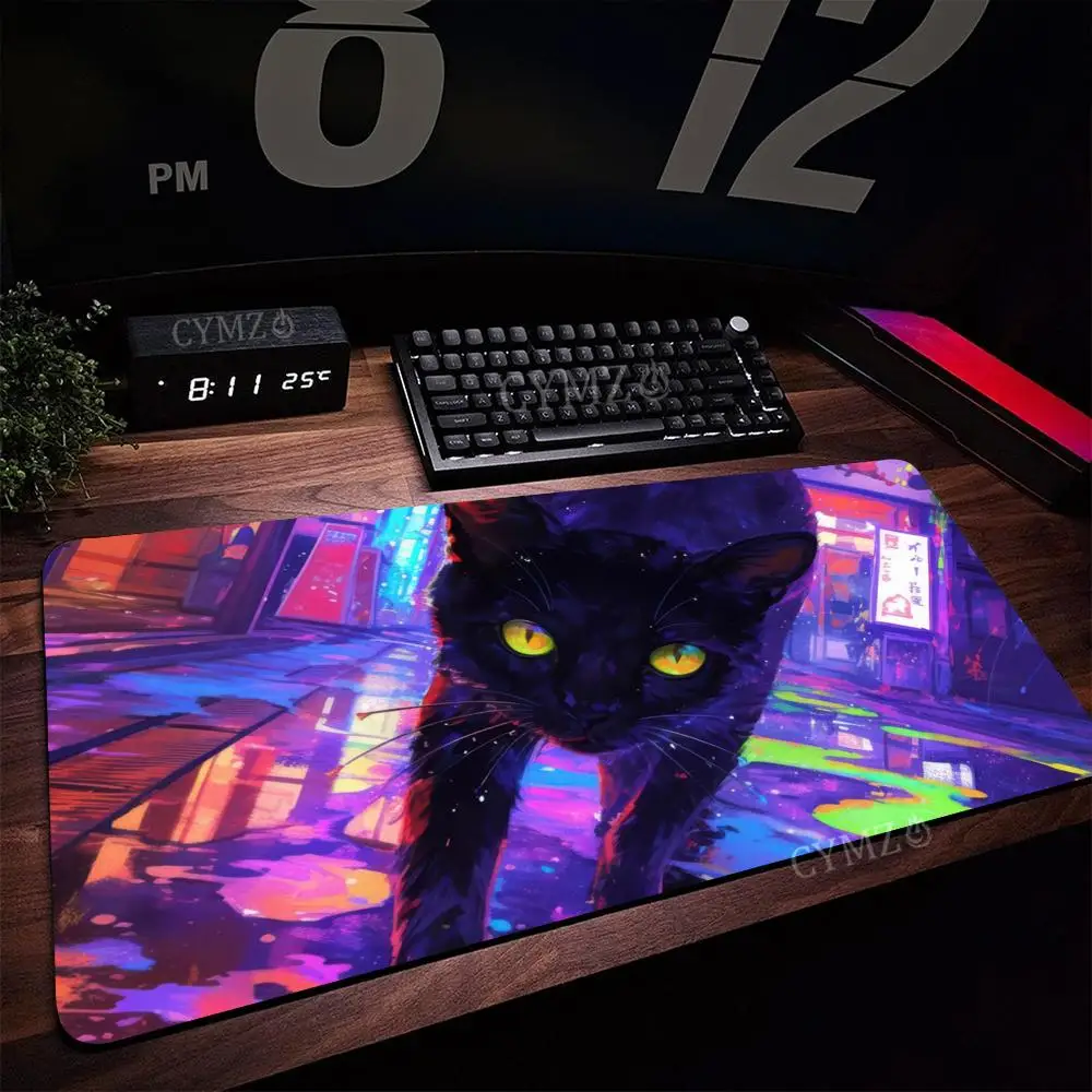 لوحة ماوس فنية على شكل قطة، حصيرة مكتبية كبيرة تجريدية، لوحة ماوس للألعاب مع سجادة لعب غير قابلة للانزلاق للمكتب #1