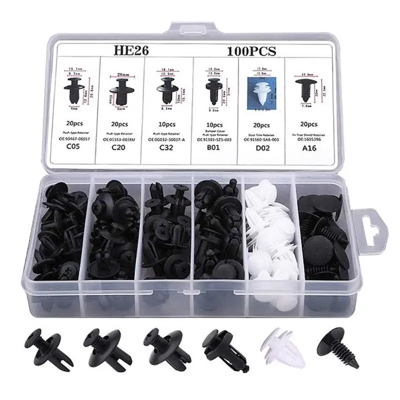100PCS Easy Disassemble Car Bumper Retainer Clips Automotive Trim Push Pins for Auto Bumper  Liner Fastener Repair