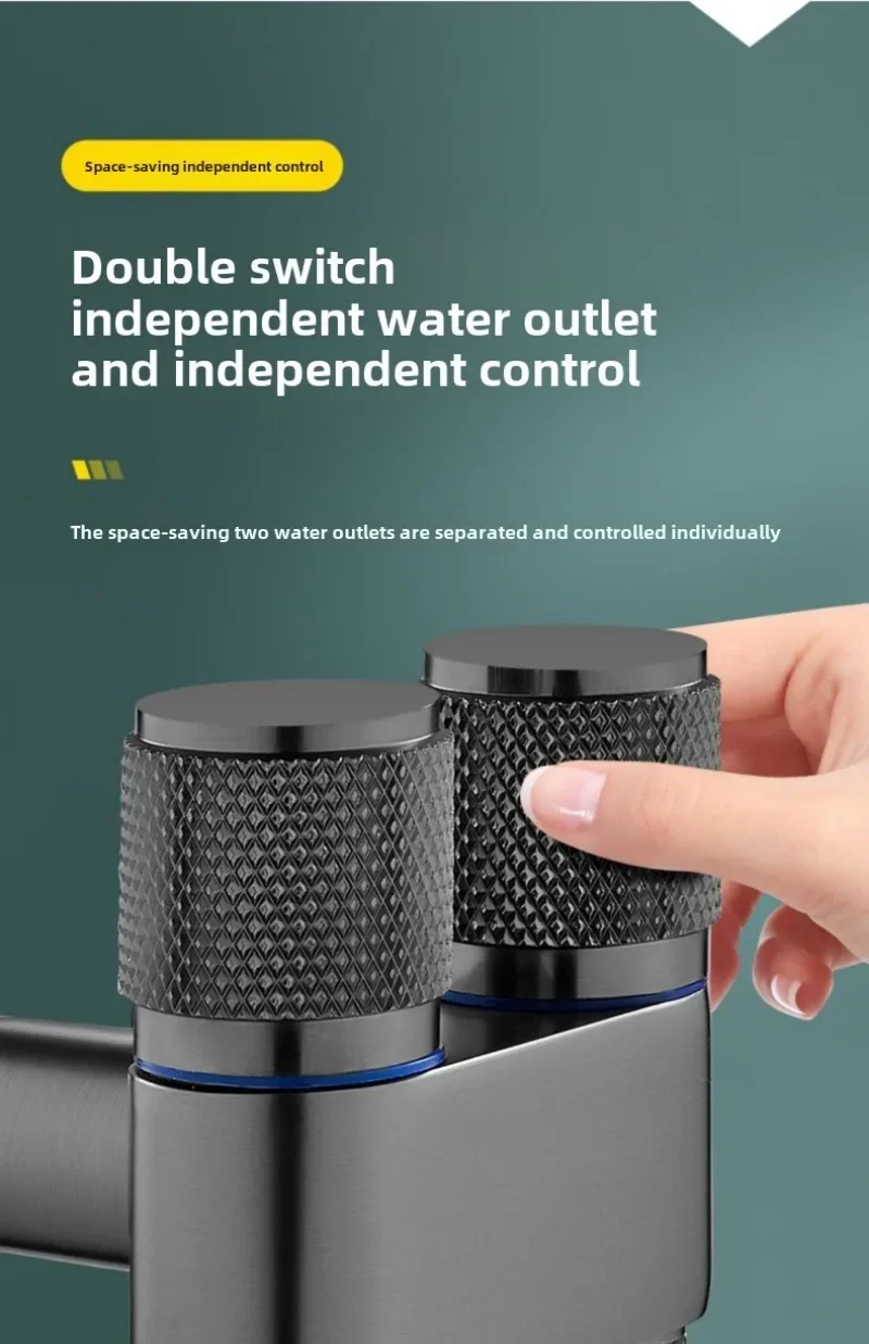 1pc G1/2 1 In Two Out Double Control Washing Machine Faucet Toilet Triangle Valve Alloy Double Control Angle Valve Bathroom Part