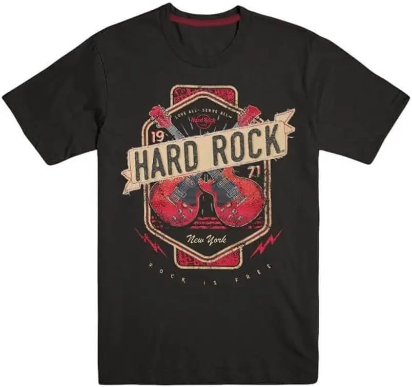 Hard Rock Men's Guitar Company Twin Guitars Applique Tee, New York (NYC)