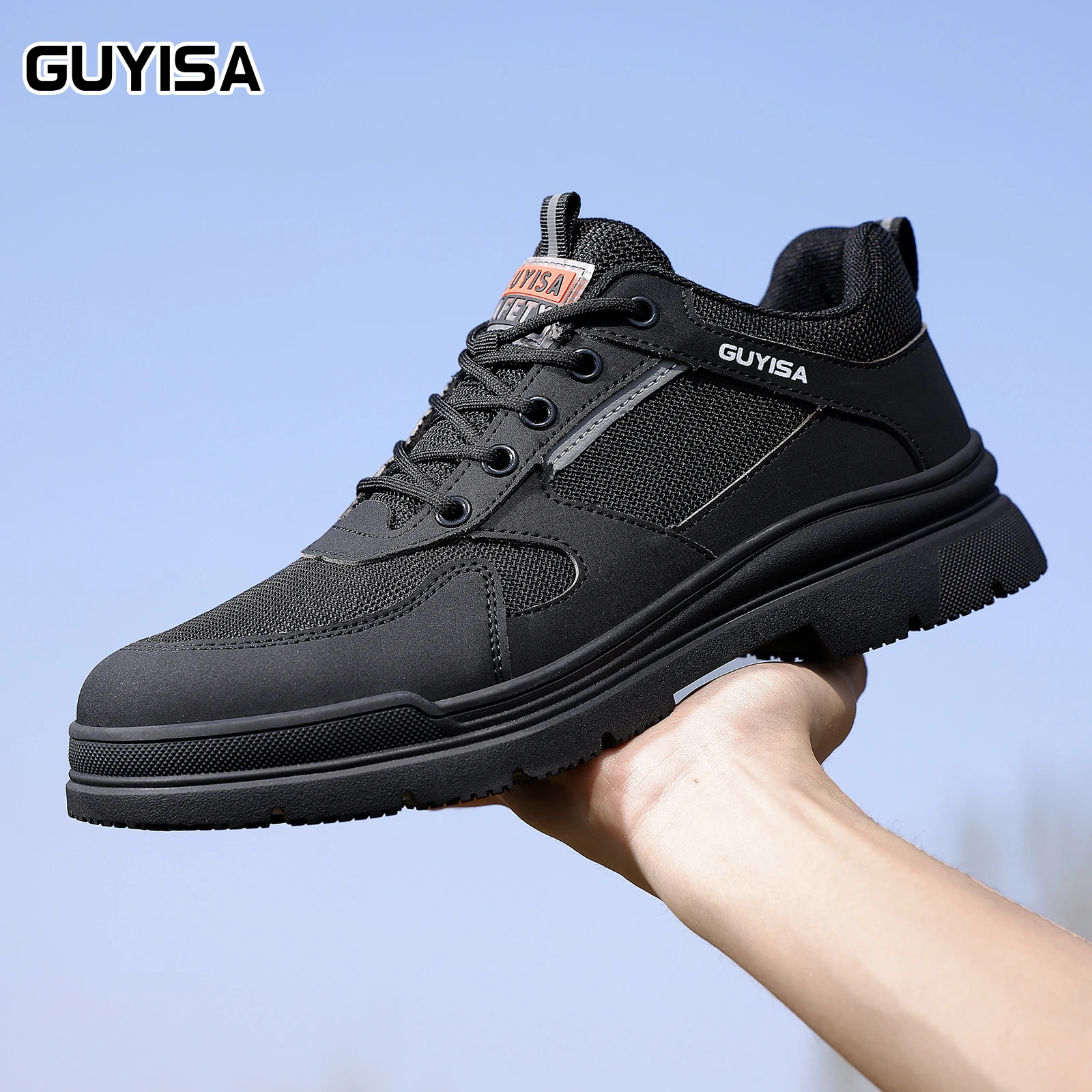 GUYISA scarpe antinfortunistiche professionali resistenti all\'usura della punta in acciaio da uomo in gomma perforata resistente