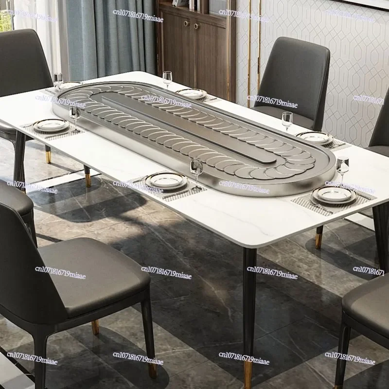 

Elliptical Stainless Steel Conveyor Belt Display Tool Hot Sales Rectangular Rotary Table Electric Dining Table