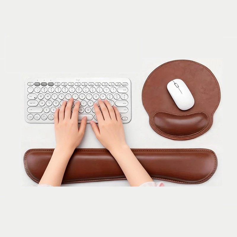Multi Color Solid Wood Grain PU Leather Mouse Pad Wrist Rest Non Slip Rubber Bottom Memory Foam Cushion for Desk PC Accessory