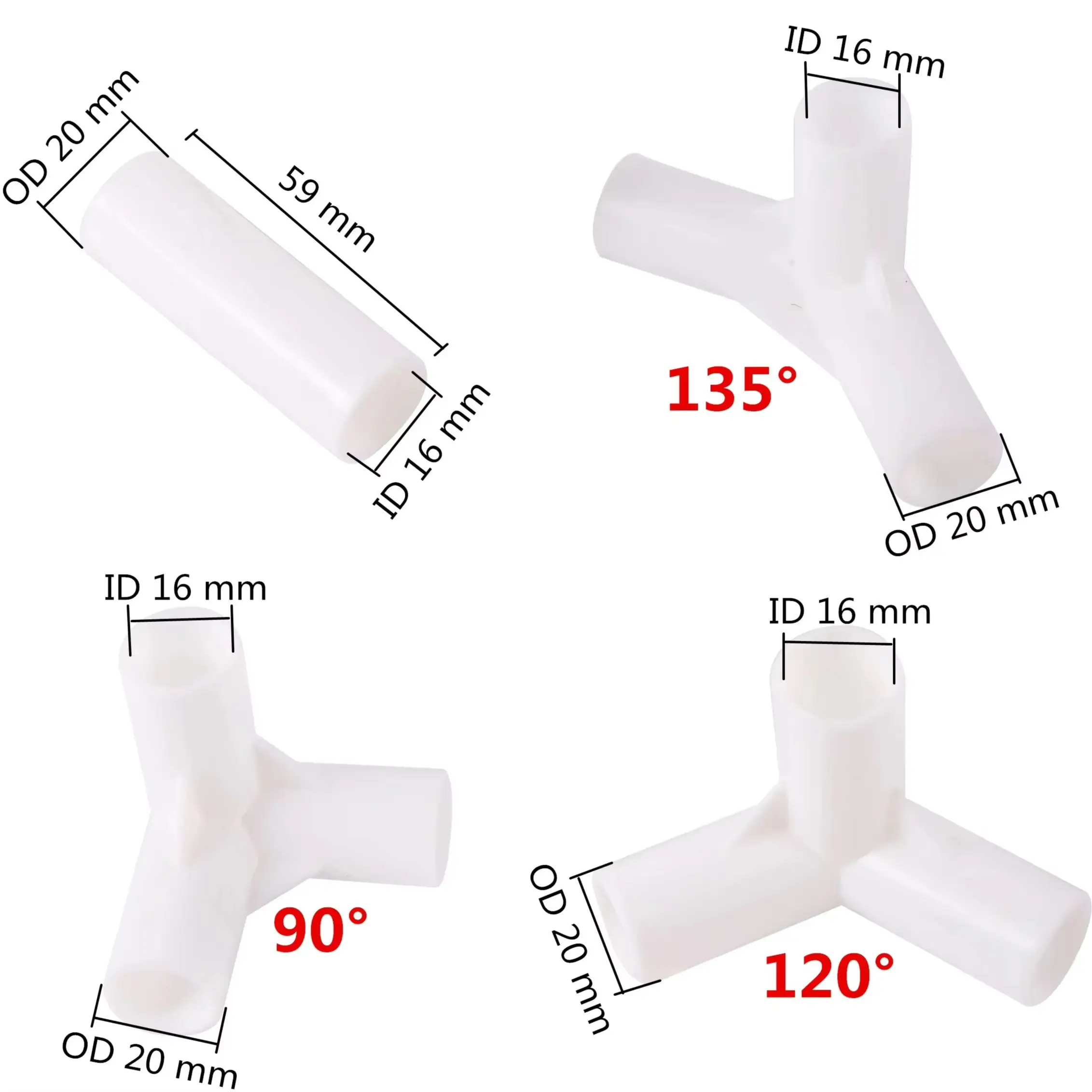 10PCS Garden Water Connector ID16mm Straight Tee 90°/120°/135° Three-Dimensional Tee Gardening Water Coupling Connector
