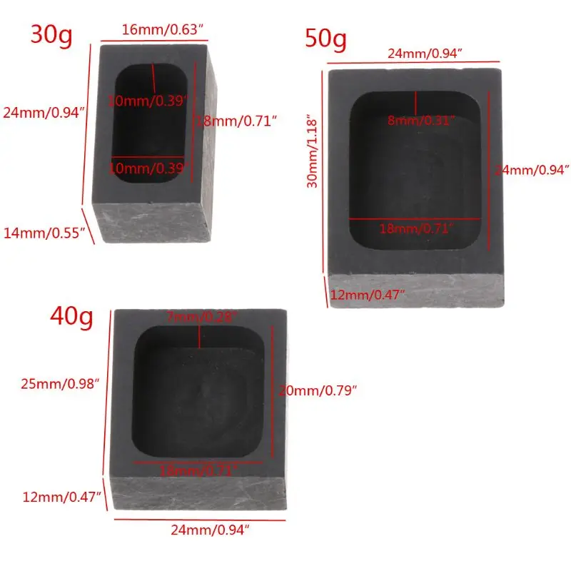 Silver Graphite Ingot Mold Crucible for Melting Casting Refining Scrap Precious Metal Jewelry High Purity Refining