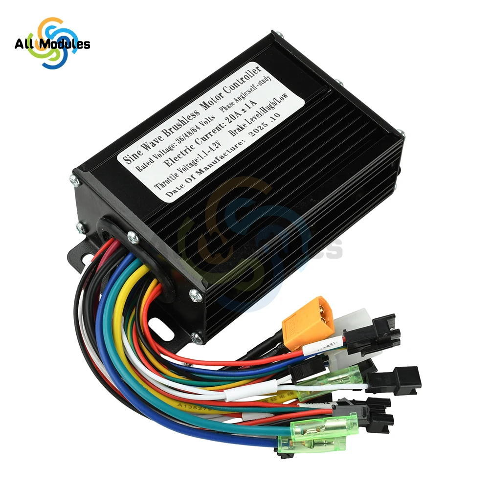 

36V 48V 20A Sine Wave Brushless Motor Controller - 350W-500W for E-Bike, Compatible with SM Connectors