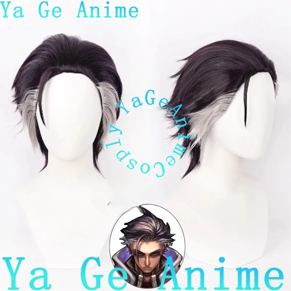 Peluca de Cosplay para Hombre, Estilo Despeinado hacia Atrás, Color Gris Plateado, para Personaje de Combate