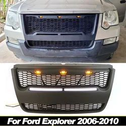 Grille with led lights front bumper grille modification accessories decoration Racing grill Fit For Ford EXPLORER 2006-2010