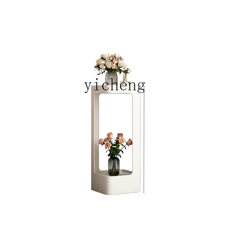 Tqh Light Luxury Cream Style Stone Plate Flower Rack Display Stand Multi-Layer Living Room Shelf Balcony Floor-Standing