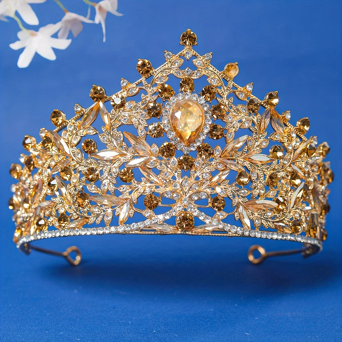 여성을위한 바로크 레트로 크리스탈 신부 티아라 크라운 신부 여왕 공주 Diadems 웨딩 헤어 액세서리