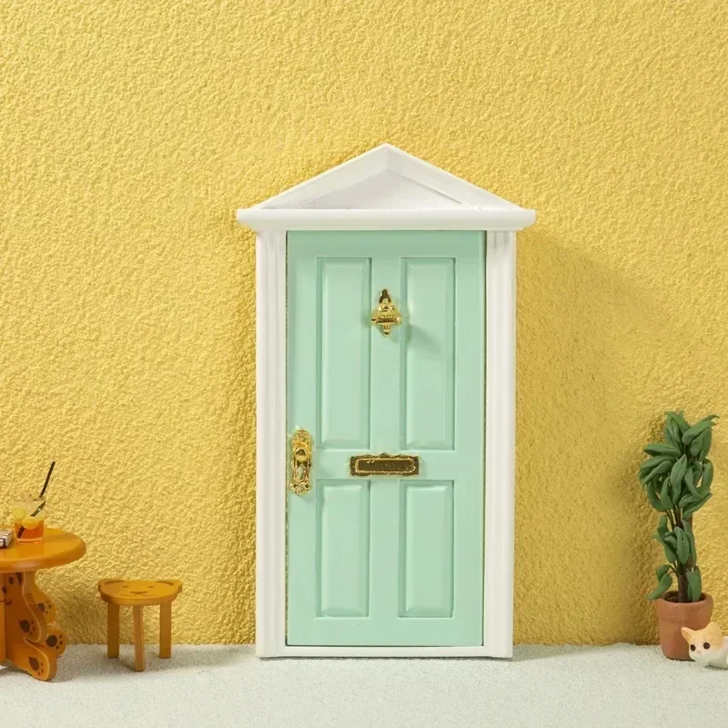 Mini Wooden Elf Door Miniature Simulation Furniture Model Fairy Door Can Opening With Accessories Kids Garden Scenes Decoration