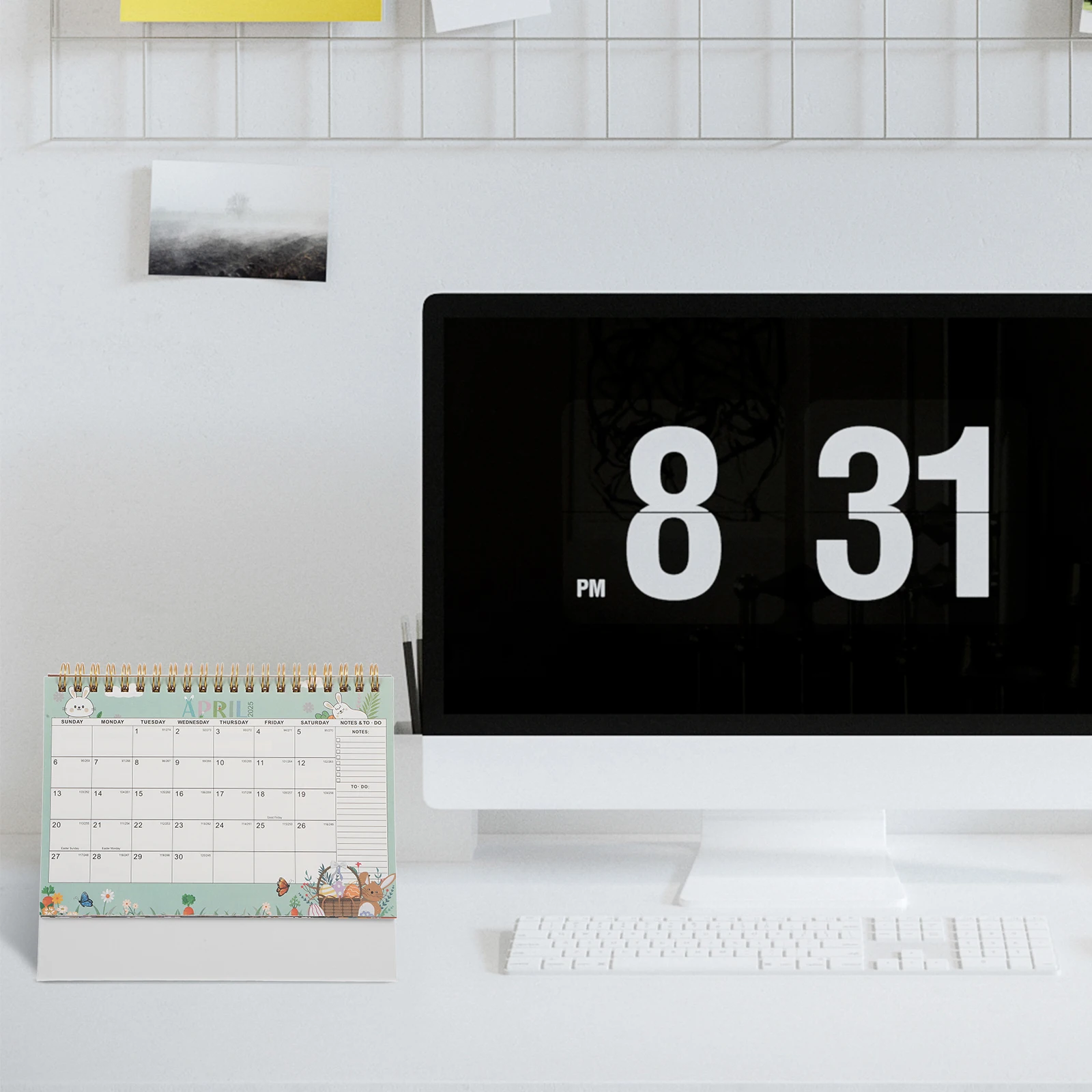 

2025 Desktop Calendar Record Book Office School Thick Paper Flip For Desk Academic Year Planner Sturdy Coil Binding