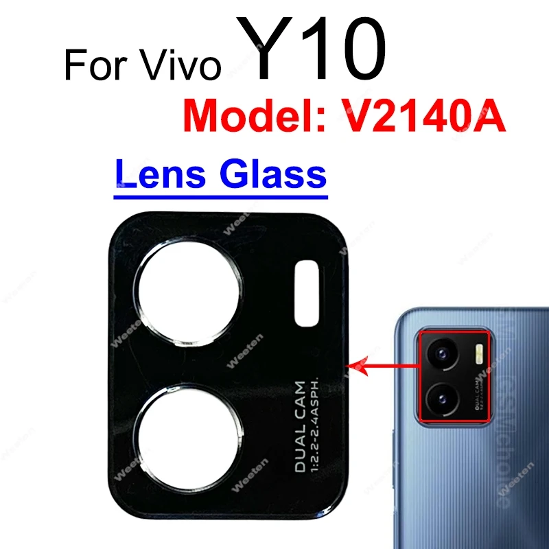 For Vivo Y10 Y15S V2140A V2120 Rear Lens Glass Back Camera Glass Lens with Sticker Replacement Parts