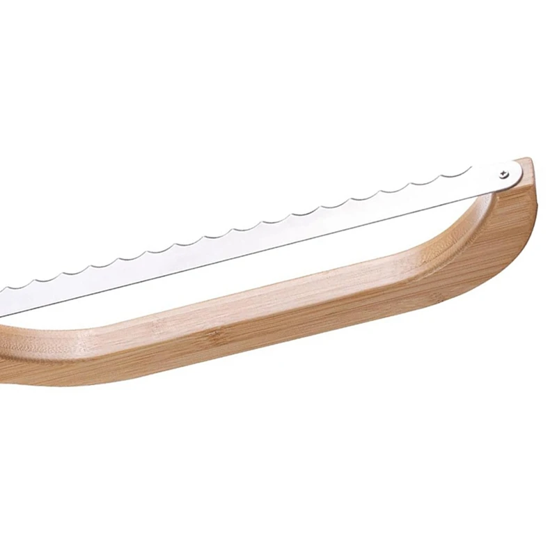 A21I-15.8Inch Bread Slicer With Wooden Handle Bread Slicer For Homemade Bread Sourdough Bread Cutter
