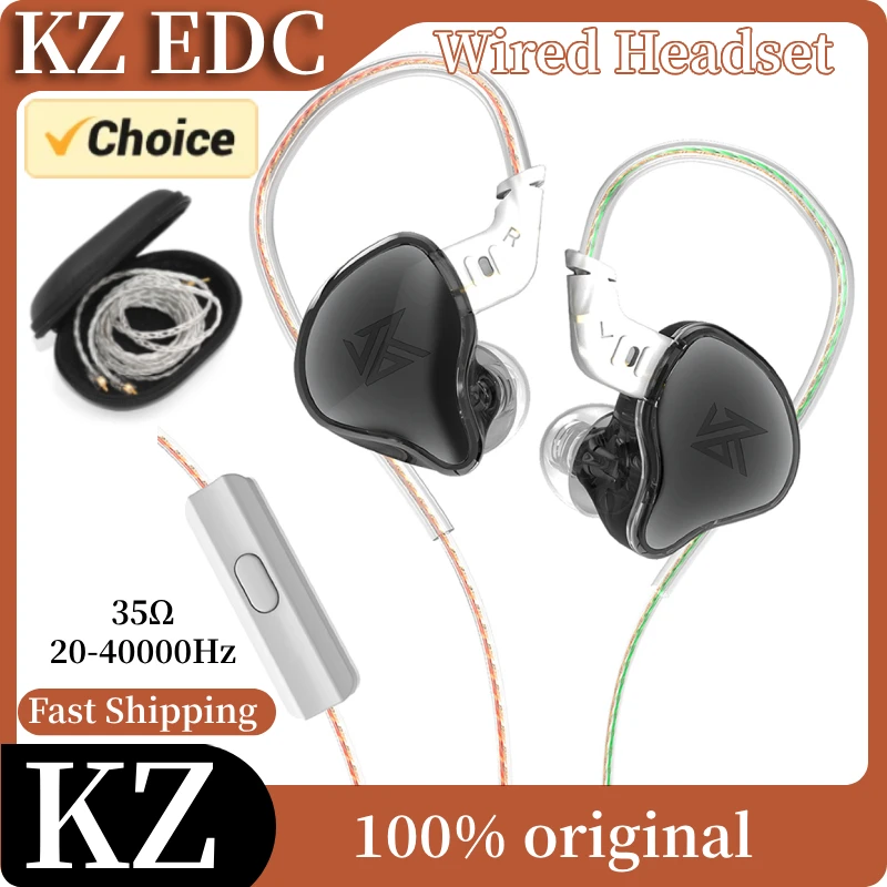 KZ EDC IEM Earphones Dynamic Driver in Ear Wired Noise Isolating Sport Earphones HiFi Gaming Earbuds with Detachable 2Pin Cable