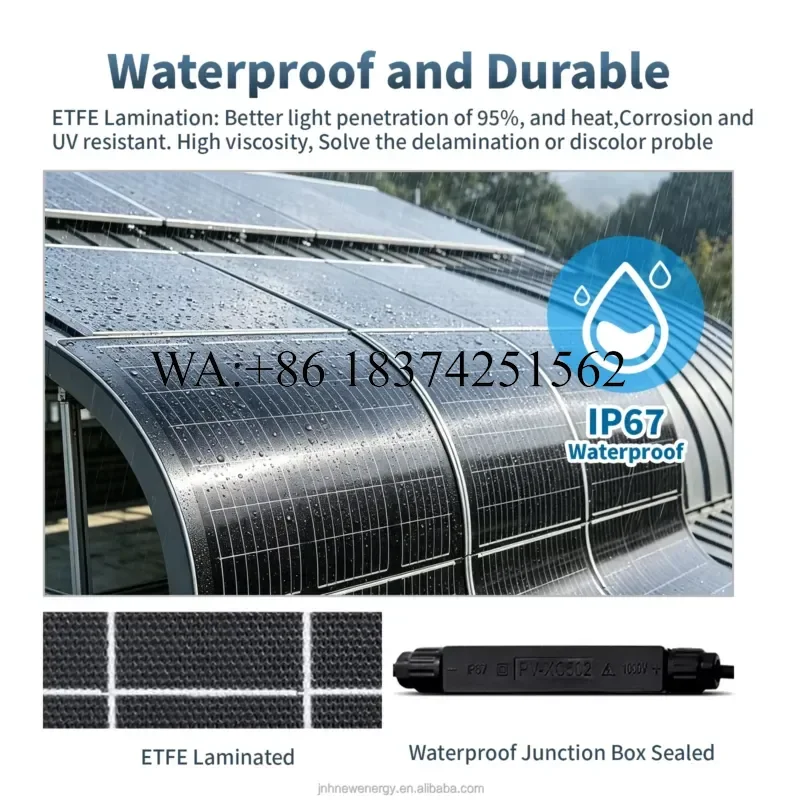 Wmwmnu for High Quality 100W 200W Rollable Frameless Mono Silicon Thin Film Waterproof Flexible Solar Panel Kit for RV Boats