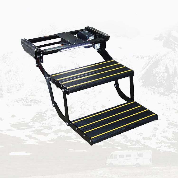 Customizable Aluminum Alloy RV Folding Step Double Motorhome Electric Step For Camping Professional Body Part