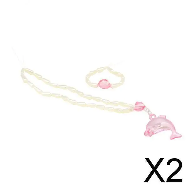 2xFashion Necklace Bracelet for 18'' Doll Accessories pink