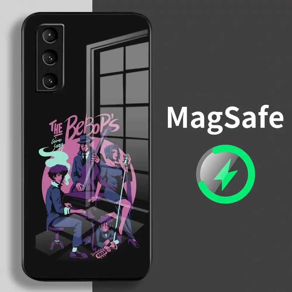 Anime Cowboy Bebop Phone Case For Samsung S25 S24fe S23 S22 S21 S20fe N20u Ultra Plus Magsafe Glass Phone Case