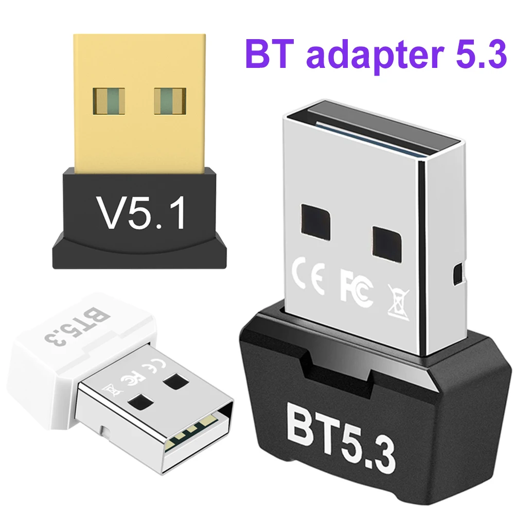 

USB Bluetooth 5.3 Adapter Transmitter Receiver Audio Bluetooth Dongle Wireless USB Adapter for PC Speaker Mouse Laptop Gamepad