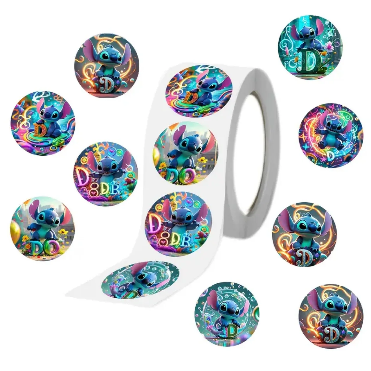 

500pcs/Roll Disney Color Stitch Cartoon Sealing Sticker DIY PVC Laptop Decals Decoration Stiker Reward Gift Toys